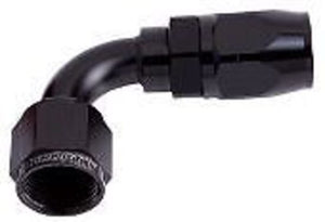 Aeroflow AF503-10BLK Alloy 90 Deg Hose End -10AN Black Cutter Style Full Swivel