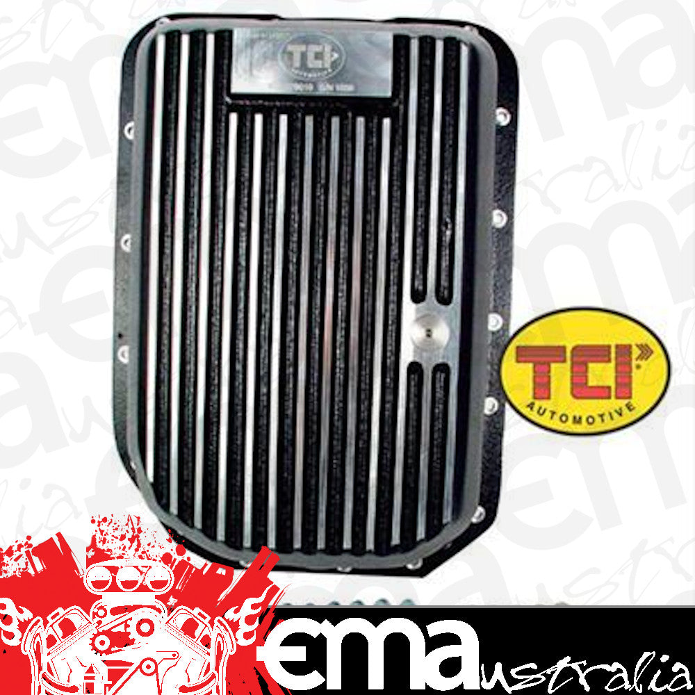 TCI Auto TCI278010 Automatic Transmission Pan Deep Aluminum Black Wrinkled Gm 4L80E 4L85E