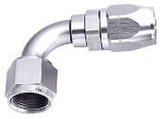 Aeroflow 100 & 450 series braided hose Alloy 90 Deg End -20AN Silve Cutter Style Full Swivel Aeroflow Performance Products AF503-20S