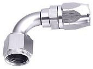Aeroflow 100 & 450 series braided hose Alloy 90 Deg End -20AN Silve Cutter Style Full Swivel Aeroflow Performance Products AF503-20S