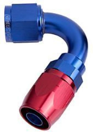 Aeroflow 100 & 450 series braided hose Alloy 120 Deg End -6AN Blue Cutter Style Full Swivel Aeroflow Performance Products AF504-06