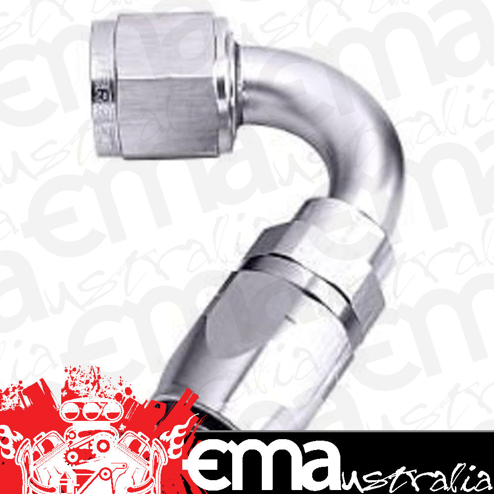 Aeroflow 100 & 450 series braided hose Alloy 120 Deg End -10AN Silver Cuter Style Full Swivel Aeroflow Performance Products AF504-10S