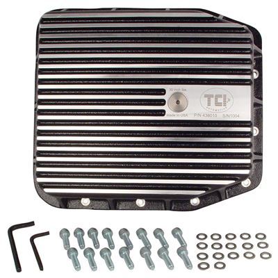 TCI Auto TCI438010 Automatic Transmission Pan Premium Deep Aluminum Black/Polished Fins Ford Aode 4R70W Kit