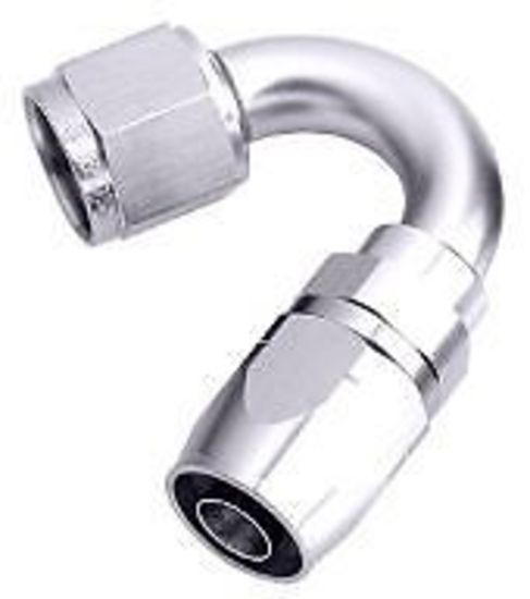 Aeroflow AF505-06S Alloy 150 Deg Hose End -6AN Silver Cuter Style Full Swivel