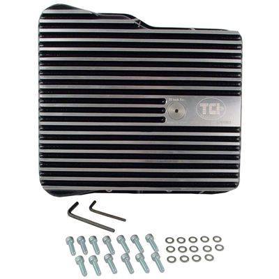 TCI Auto TCI538010 Automatic Transmission Pan Deep Aluminum Black Wrinkled Gm Allison 1000 2000 2400 Kit