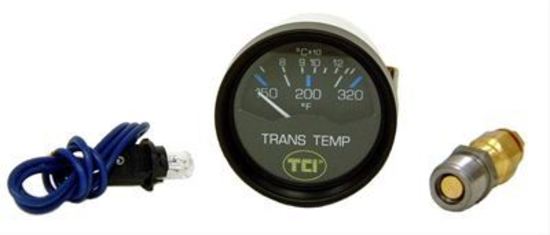 TCI Auto TCI801000 Gauge Transmission Temperature 150-320 Degrees F 2 5/8 In. Analog Electrical Black Face