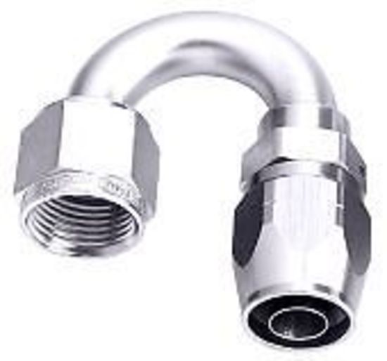Aeroflow 100 & 450 series braided hose Alloy 180 Deg End -4AN Silver Cutter Style Full Swiv Aeroflow Performance Products AF506-04S