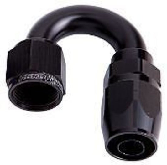 Aeroflow 100 & 450 series braided hose Alloy 180 Deg End -8AN Black Cutter Style Full Swivel Aeroflow Performance Products AF506-08BLK