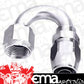 Aeroflow 100 & 450 series braided hose Alloy 180 Deg End -8AN Silver Cuter Style Full Swivel Aeroflow Performance Products AF506-08S