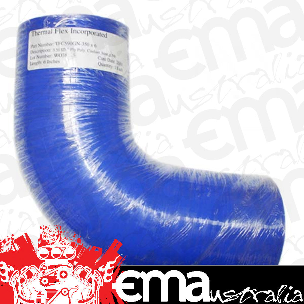 Thermal Flex TFC590GN-350x6 90¡ Bend Silicone Hose - Blue 3.50" I.D 6" Legs