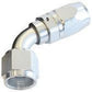 Aeroflow 100 & 450 series braided hose Alloy 60 Deg End -4AN Silver Cutter Style Ful Swivel Aeroflow Performance Products AF508-04S