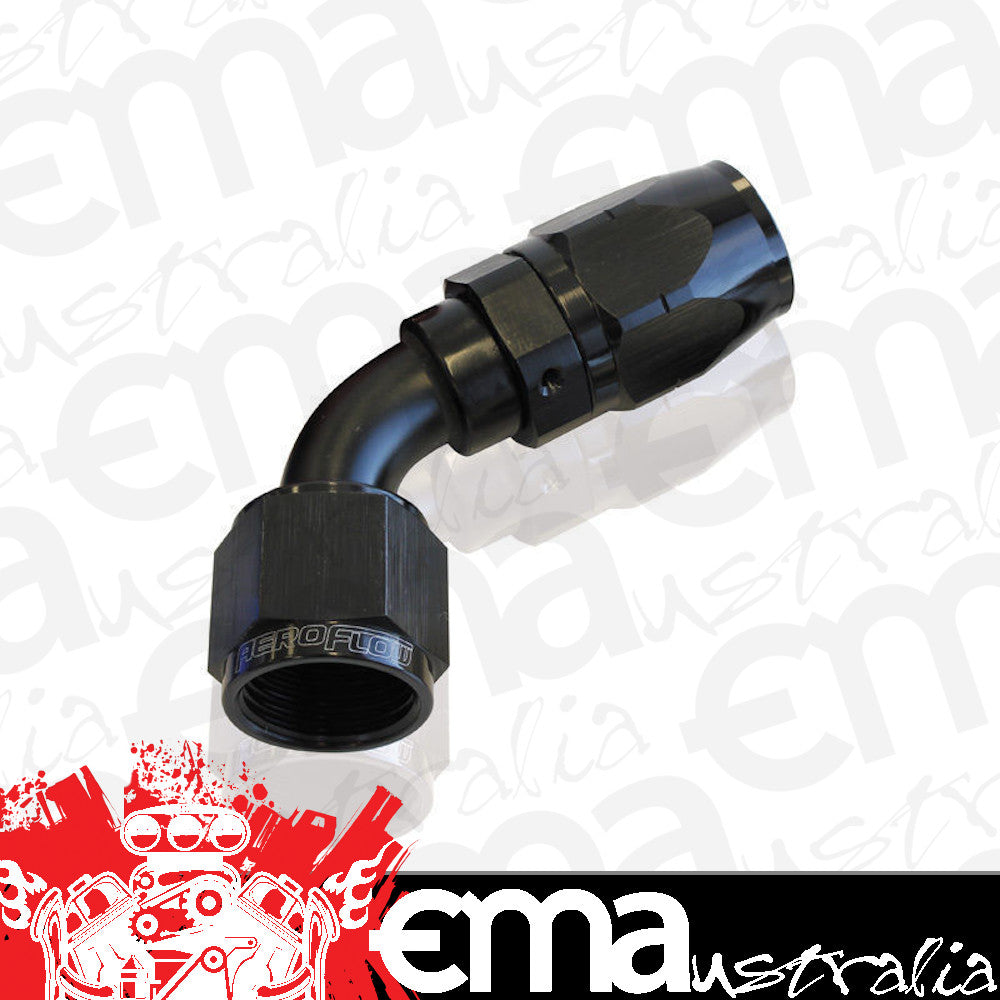 Aeroflow AF508-16BLK Alloy 60 Deg Hose End -16AN Black Cutter Style Full Swivel