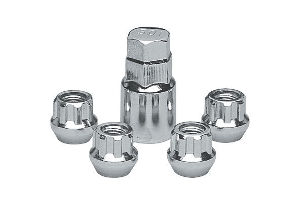 Topline TLC41405C Chrome Tapered Opend End Wheel Lock Nuts 1/2" Thread (Set of 4)