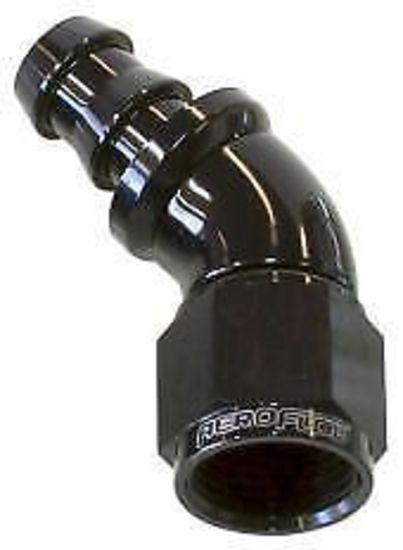 Aeroflow AF512-08BLK -8AN 45 Deg Full Flow Push Locblack Full Flow Push Lock