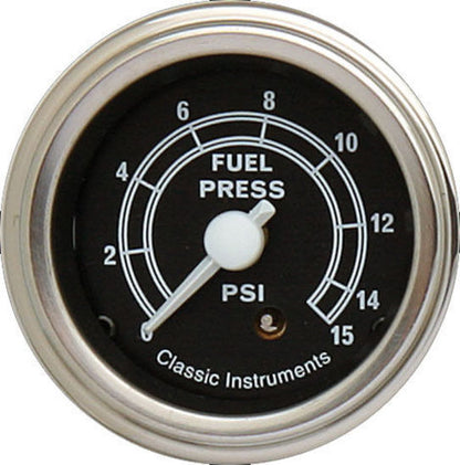 Classic Instruments TR15SLF Traditional - Fuel Pressure Gauge 15 PSI 2-1/8"
