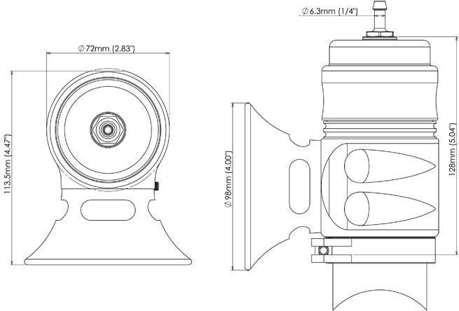 Turbosmart TS-0204-1303 Universal Bubba Sonic Bov Sleeper Black Weld-On Flange