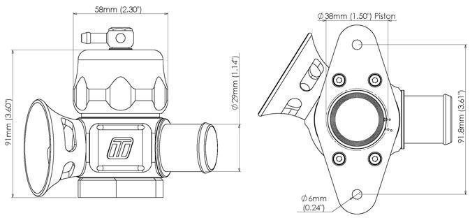 Turbosmart TS-0205-1010 Dual Port Bov Black suit for Mazda for Subaru -22 To -20 Inhg