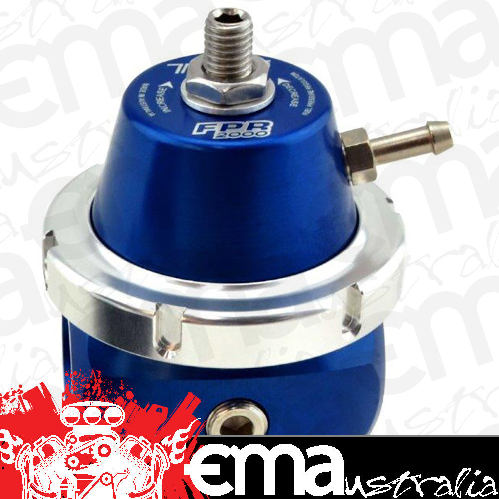 Turbosmart TS-0401-1105 EFI Fuel Pressure Regulator 2000 HP Blue w/ -8 An Inlet & Outlet & 1/8" Npt Gauge Port