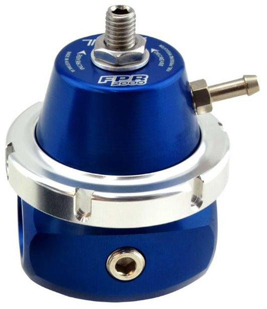 Turbosmart TS-0401-1105 EFI Fuel Pressure Regulator 2000 HP Blue w/ -8 An Inlet & Outlet & 1/8" Npt Gauge Port