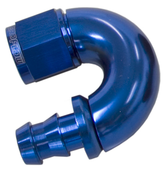 Aeroflow AF516-06 -6AN 180 Deg Full Flow Push Loblue Full Flow Push Lock