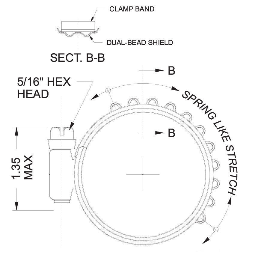 Turbosmart TS-HCT-M042 Constant Torque Murray Hose Clamp 1.375-1.875" 35-48mm