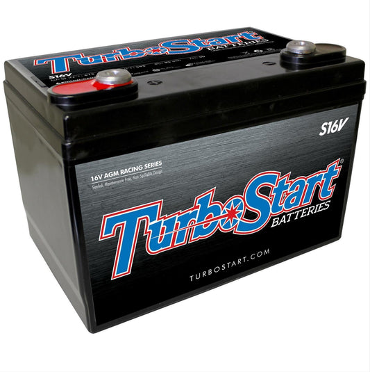 TurboStart TSS16V 16 Volt 595Cca Agm Race Battery Top Post 10.3" X 6.75" X 7.25"