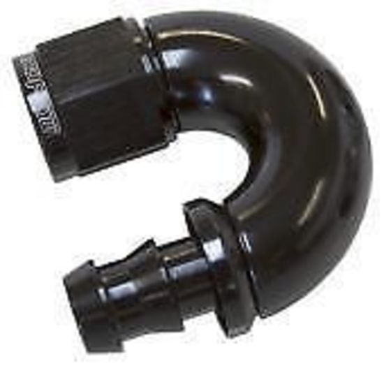 Aeroflow 400 series hose 10AN 180 Deg Full Flow Push Lblack Full Flow Push Lock Aeroflow Performance Products AF516-10BLK