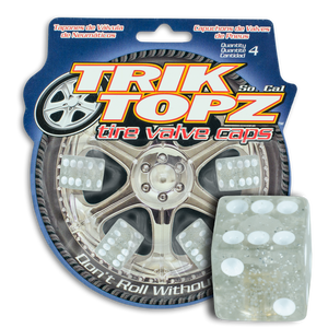 Trik Topz TT8021 Tyre Valve Caps - Clear Glitter Dice (Set of 4)