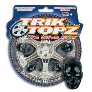 Trik Topz TT8031 Tyre Valve Caps - Black Skull (Set of 4)