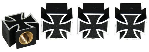 Trik Topz TT8071 Tyre Valve Caps - Iron Cross Black (Set of 4)