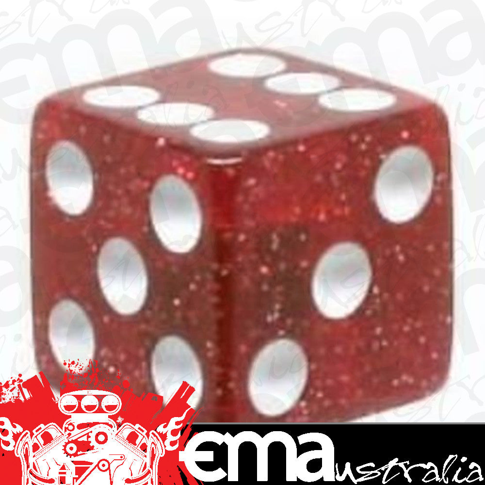 Trik Topz TT8444 Tyre Valve Caps - Red Glitter Dice (Set of 4)