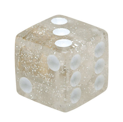 Trik Topz | TT8666 | Tyre Valve Caps - Clear Glitter Dice (Set of 4)