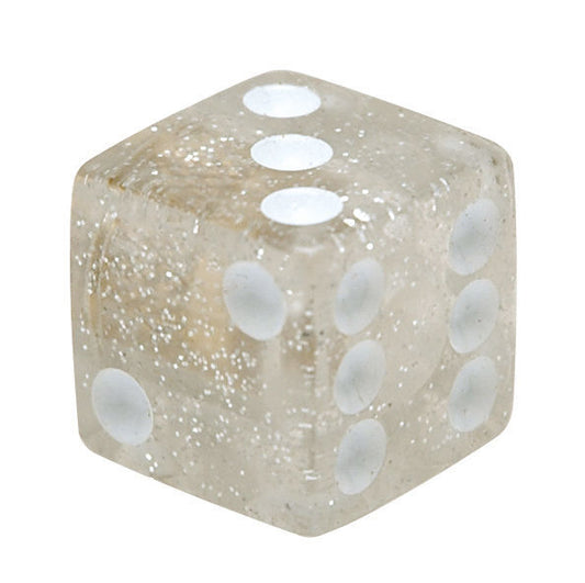 Trik Topz TT8666 Tyre Valve Caps - Clear Glitter Dice (Set of 4)