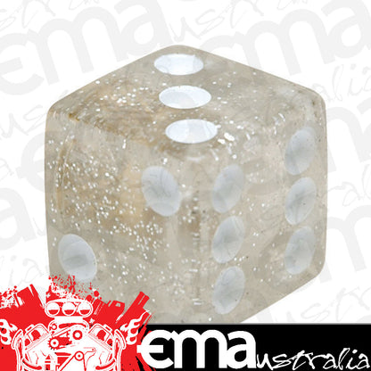Trik Topz | TT8666 | Tyre Valve Caps - Clear Glitter Dice (Set of 4)