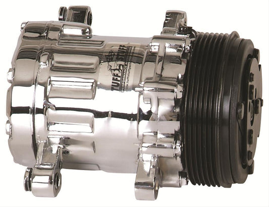 Tuff Stuff TUF4517NA6G Chrome Sandon Style A/C Compressor R-12 Style 6-Rib