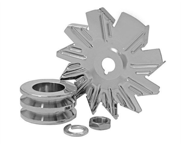 Tuff Stuff TUF7600B Chrome Alternator Fan & Pulley Double V-Groove