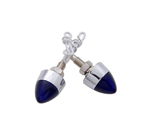 UPI Reproductions UP10869 Chrome Bullet License Plate Fastener w/ Blue 12V Light (pair)