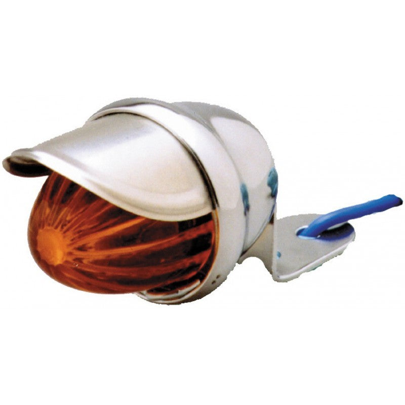 UPI Reproductions UP30092P Chrome Mini Turn Signal Assembly Amber Lens w/ Shield