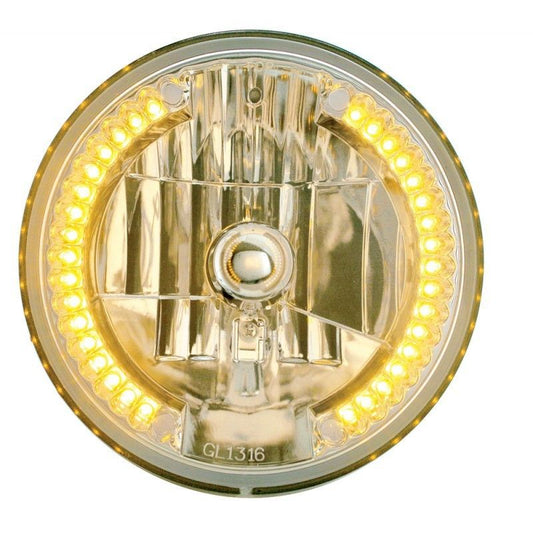 UPI Reproductions UP31378 7" ROUND HEADLIGHT w/ 34 AMBER LED TURN SIGNAL (each)