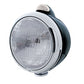 UPI Reproductions UP31555 Black GUIDE H6024 Halogen Headlight Assembly 7&quot O.D w/ LED/Clear Lens & Chrome Rim