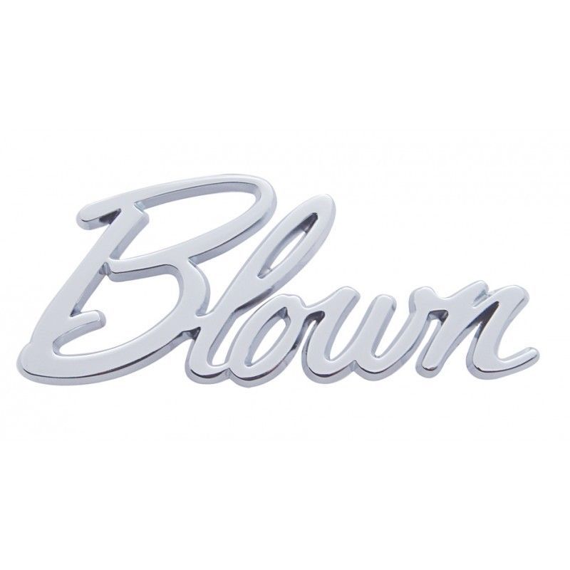 UPI Reproductions UPS1010 CHROME BLOWN SCRIPT EMBLEM w/ STUD MOUNTS & CLIPS