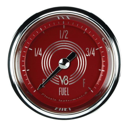 Classic Instruments V8RS109SHC V8 Red Steelie - Programmable Fuel Gauge 2-1/8"