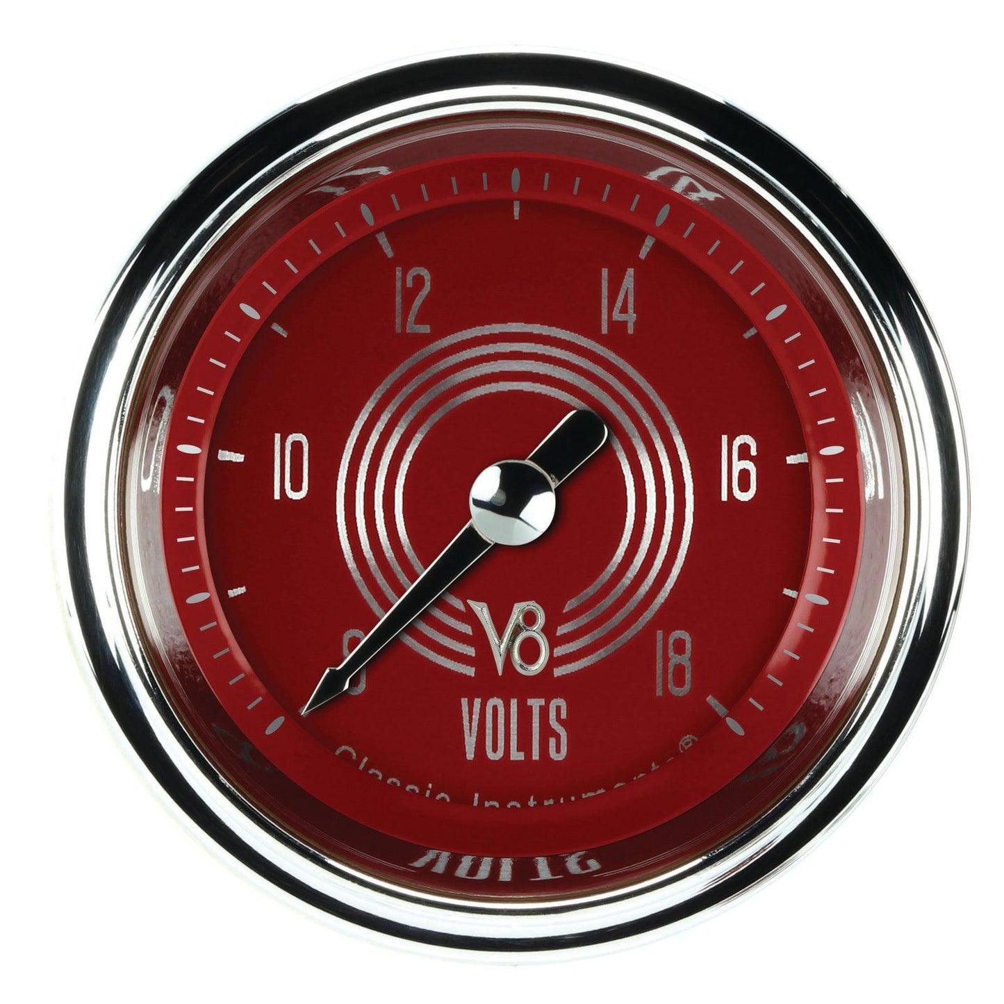 Classic Instruments V8RS130SHC V8 Red Steelie - Volt Gauge Full Sweep 2-1/8"