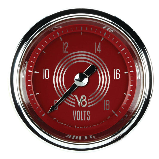 Classic Instruments V8RS130SHC V8 Red Steelie - Volt Gauge Full Sweep 2-1/8"
