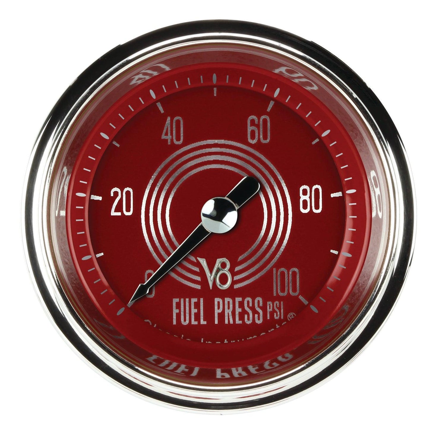 Classic Instruments V8RS146SHC V8 Red Steelie 2-1/8" Full Sweep Fuel Pressure