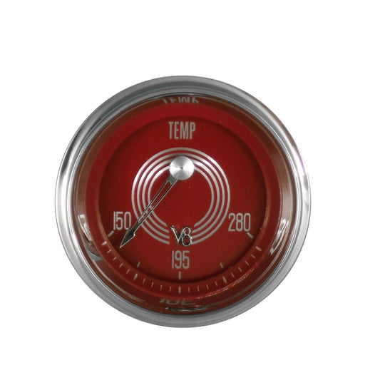 Classic Instruments V8RS26SHC V8 Red Steelie - Water Temp Gauge 2-1/6"