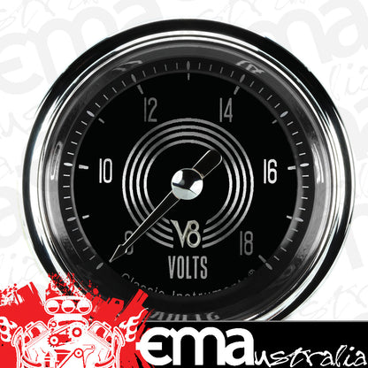 Classic Instruments V8SR130SHC V8 Speedster 2-1/8" Full Sweep Volt