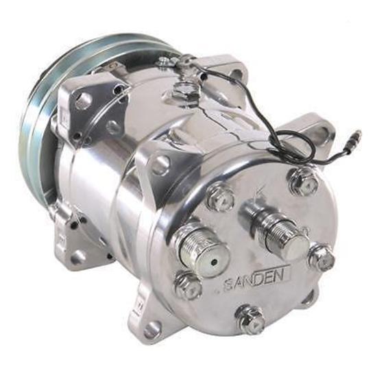 Vintage Air VA047001-SUQ Sd508 7-Groove Serpentine Pulley Rear Exit A/C Compressor (Polished Finish, With #8 & #10 Fittings)