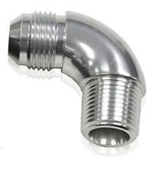 Aeroflow AF522-08-08S 90 Deg 1/2" to -8AN Full Flow Silver No Restriction In Bend