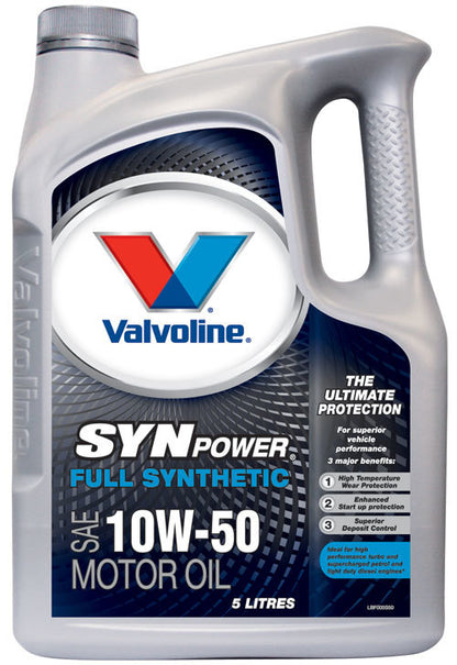 Valvoline VAL116550 Synpower Full Synthetic Engine Oil 10w/50 5 Litre Bottle